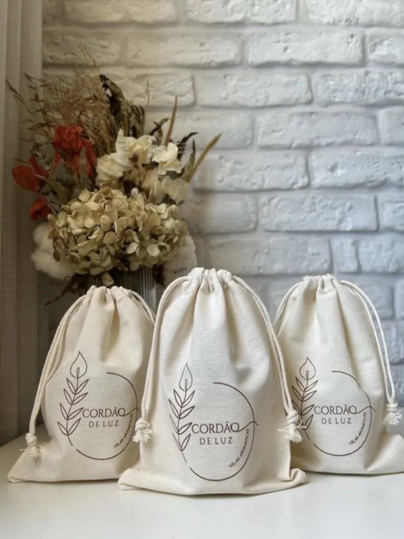 Drawstring pouches, botanical logo